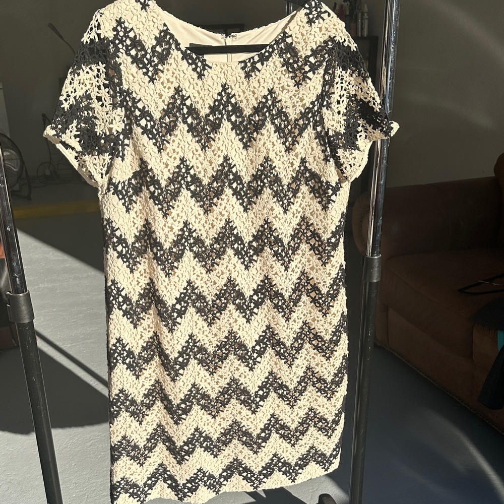 Talbots Black and Cream Zigzag Mini Dress